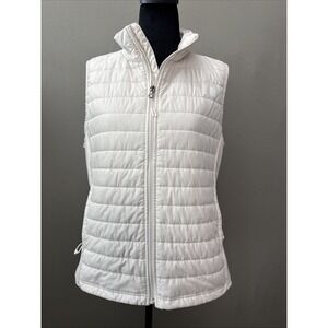 The North Face Women's Quilted White Vest Full Zip Pockets Logo Size Large